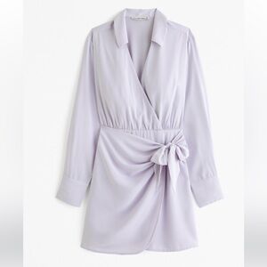 NWT ABERCROMBIE Long sleeve drapey shirt dress PURPLE SIZE XS REGULAR LENGTH